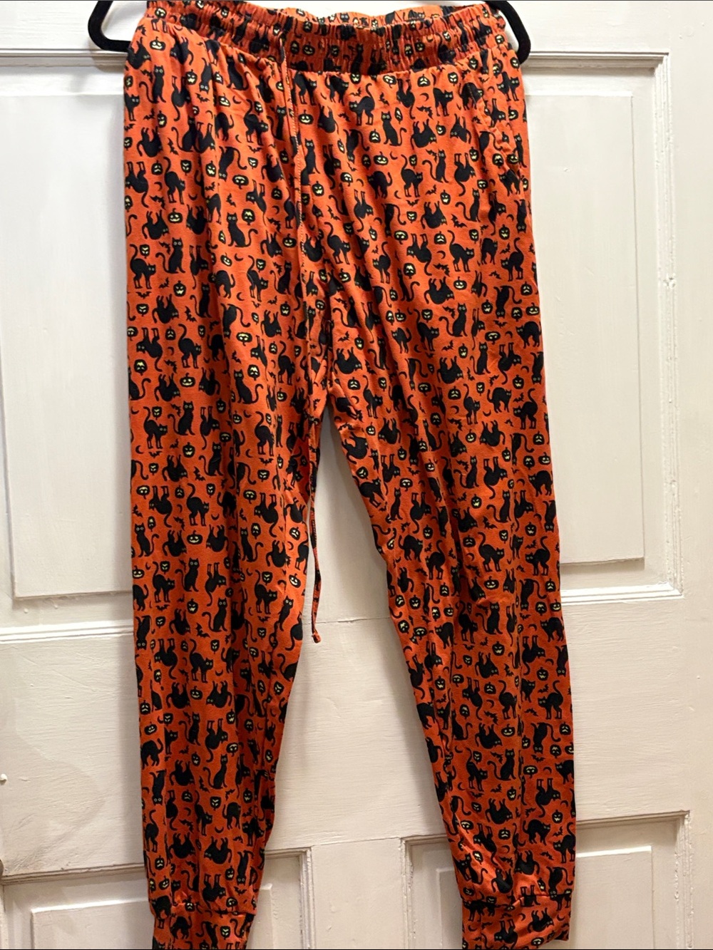 Women's XL Orange Halloween Cat Print Pajama Pants - Picture 2 of 4